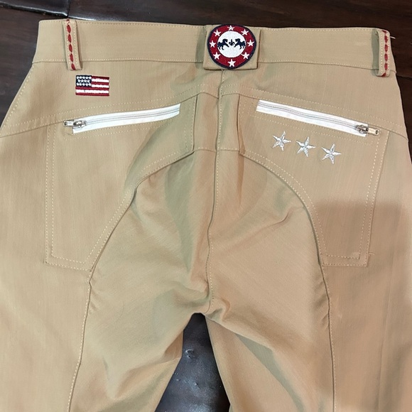 Stars & Stripes Tan Riding Breeches Equestrian with America theme ladies 27 - Picture 2 of 7